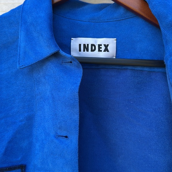 Index Series by Anna Pang Suede Vintage Blue Button Down Jacket size Medium - Picture 2 of 4
